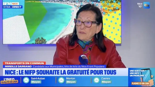Mireille Damiano, tête de liste NiFP, sur BFM Nice Côte d’Azur : propositions étudiées et planifiées