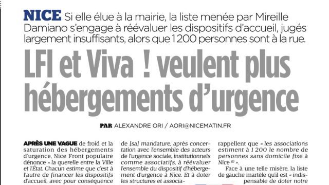 LFI et Viva ! veulent plus d’hébergements d’urgence