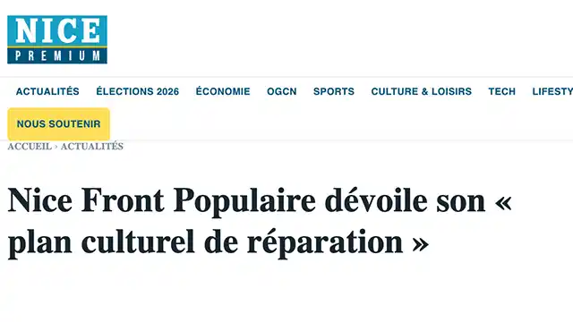 Nice Front Populaire dévoile son « plan culturel de réparation »